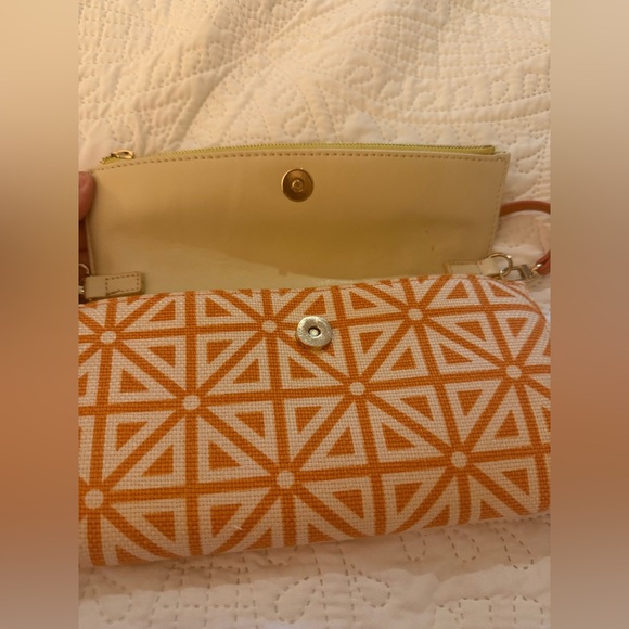 Spartina 449 Natural Linen & Leather Geometric Clutch - NWOT - Picture 3 of 11